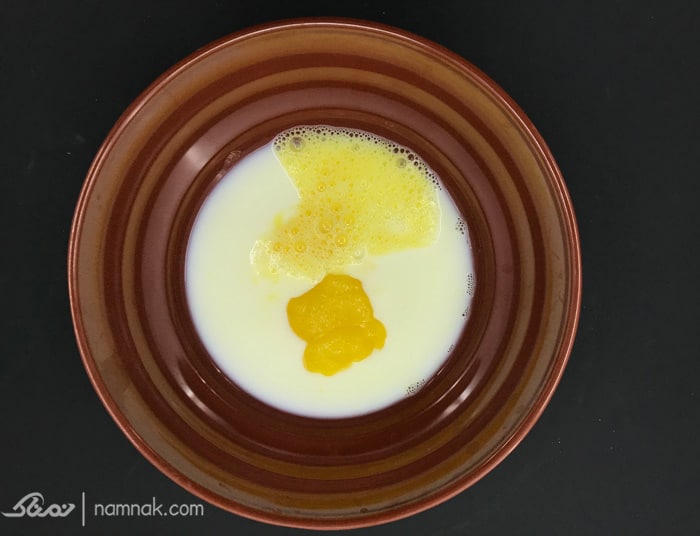 مخلوط تخم مرغ و شیر