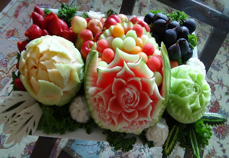 شب یلدای امسال،میوه آرایی شب یلدای امسال تزیین هندوانه و کدو شب یلدا, تزیین هندوانه