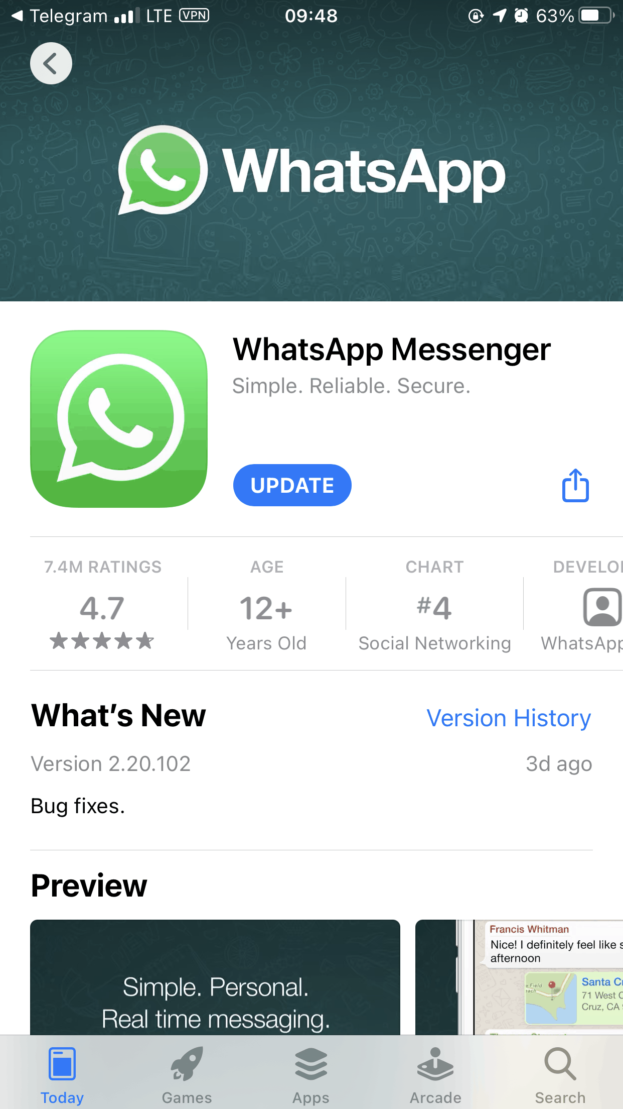 نصب واتساپ در آیفون