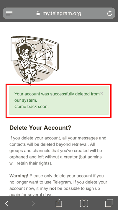 delete account telegram Delete my account