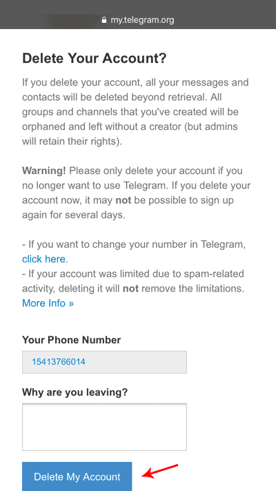 delete account telegram delet telegram mobile