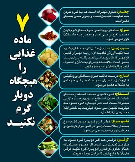مواد غذایی که نباید ۲ بار گرم شوند+ اینفوگرافی