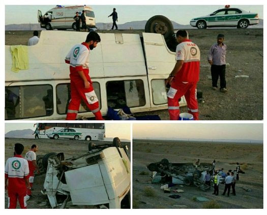 تصادف شدید مینی‌بوس و اتوبوس با 61 مصدوم
