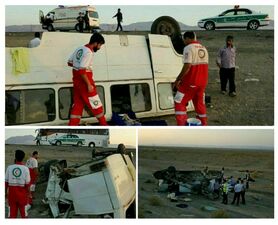 تصادف شدید مینی‌بوس و اتوبوس با 61 مصدوم