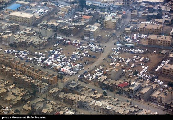تصاویر هوایی از اسکان زلزله‌زدگان کرمانشاه