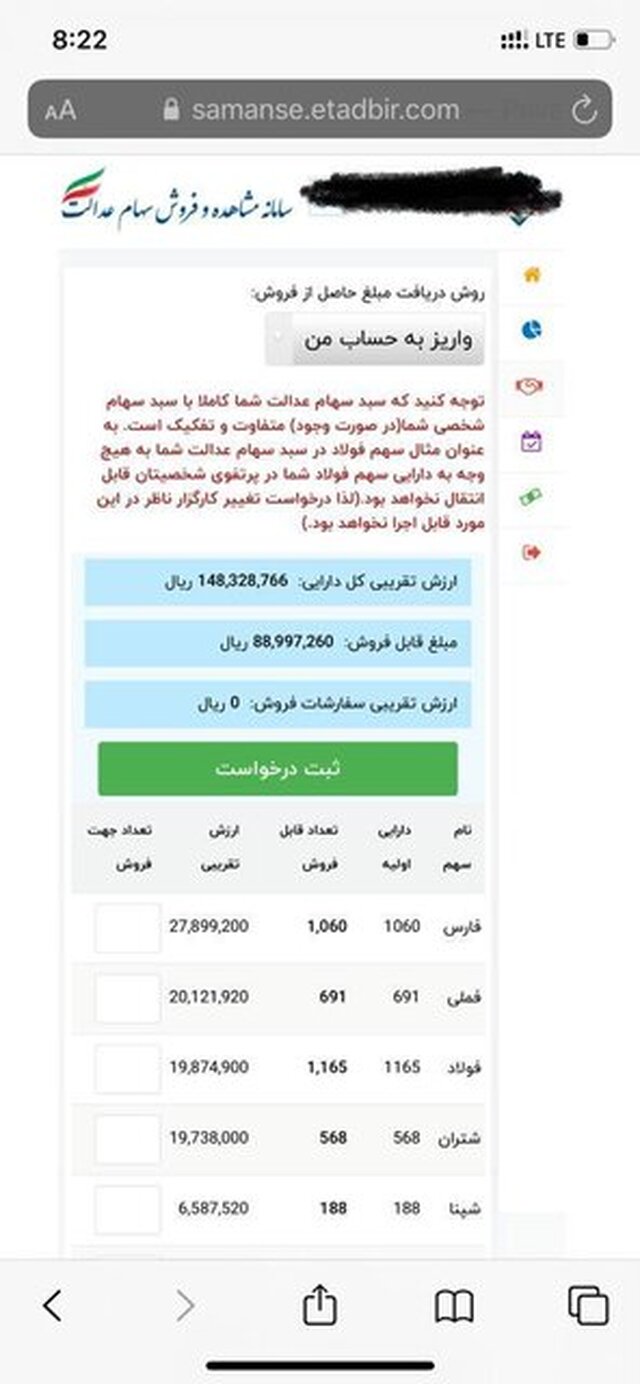 ارزش سهام عدالت کاهش یافت