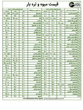 قیمت میوه و تره بار در بازار امروز یکم آبان‌ماه+ جدول
