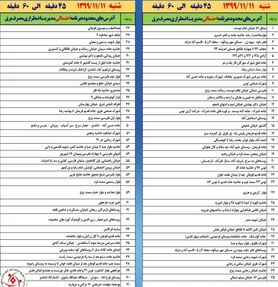 برنامه قطع برق مشهد شنبه 11 بهمن 99