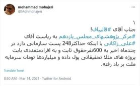 افشاگری درباره ریخت و پاش‌های علیرضا زاکانی در مرکز پژوهش‌های مجلس