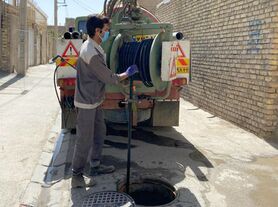 شستشوی 10 هزار متر شبکه جمع آوری فاضلاب منطقه لنجان