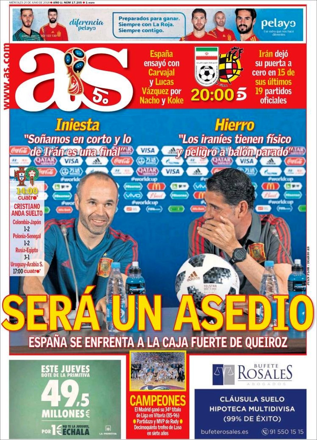 تیتر روزنامه های ورزشی خارجی 21 جون 2018  (31 خرداد 97)