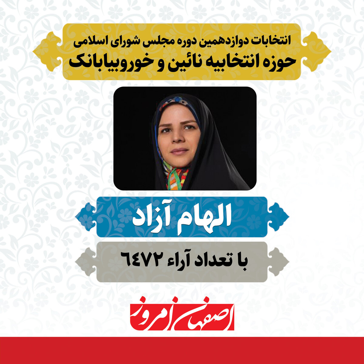 «الهام آزاد» منتخب مردم نائین و خوروبیابانک در دوازدهمین دوره مجلس شورای اسلامی