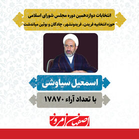 «اسمعیل سیاوشی» منتخب مردم فریدن، فریدونشهر، چادگان و بوئین میاندشت در دوازدهمین دوره مجلس شورای اسلامی