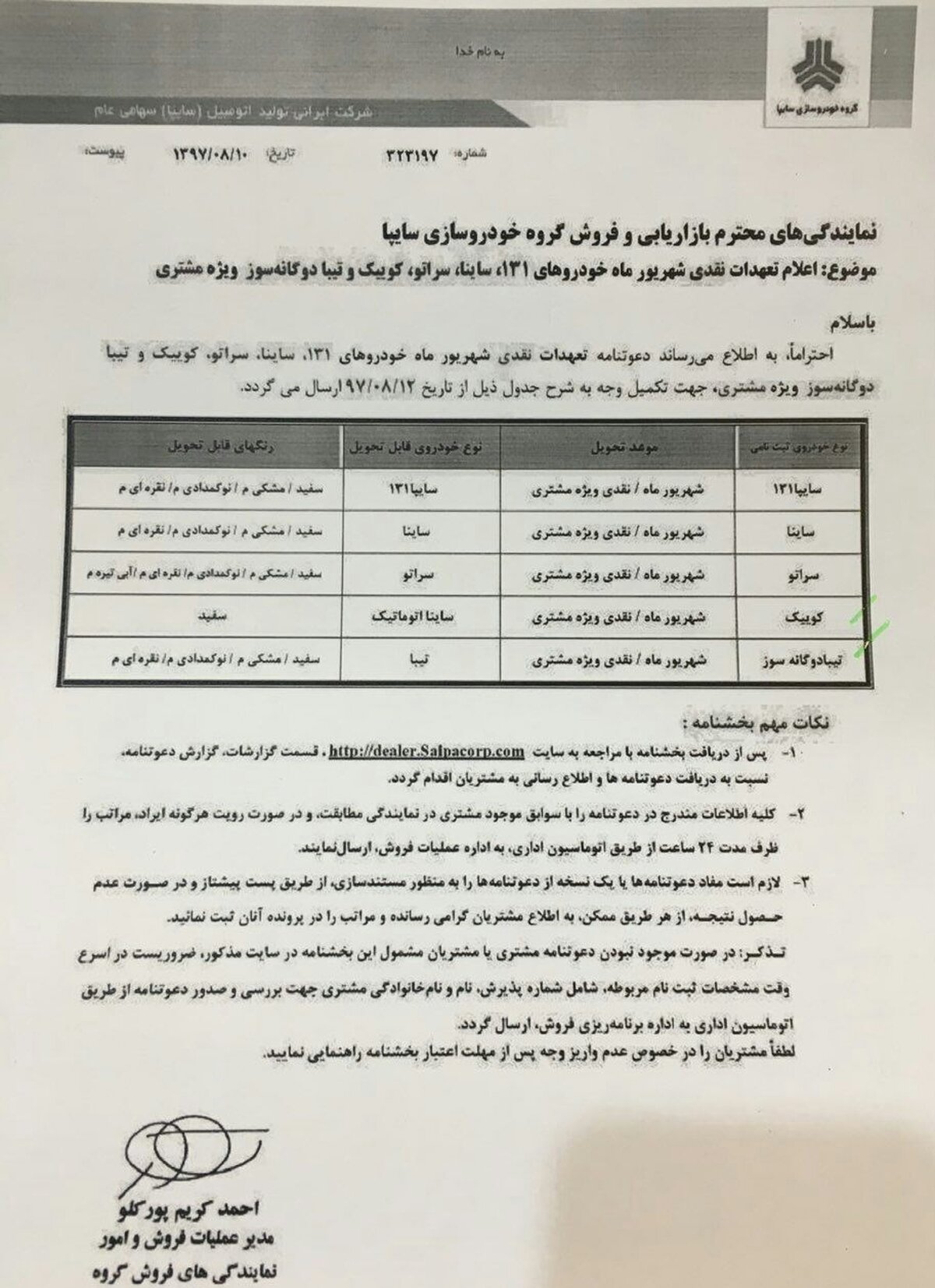 خریداران "کوییک" باید "ساینا" بگیرند+ سند