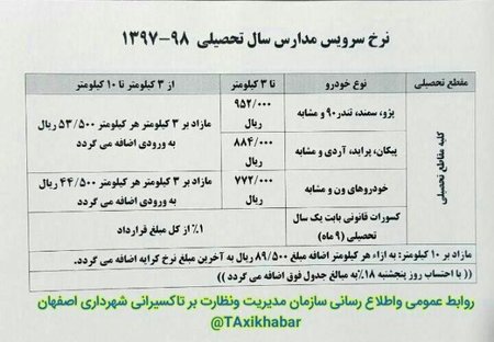 نظارت ۷ اکیپ بر فعالیت سرویس مدارس+ جدول نرخ سرویس مدارس