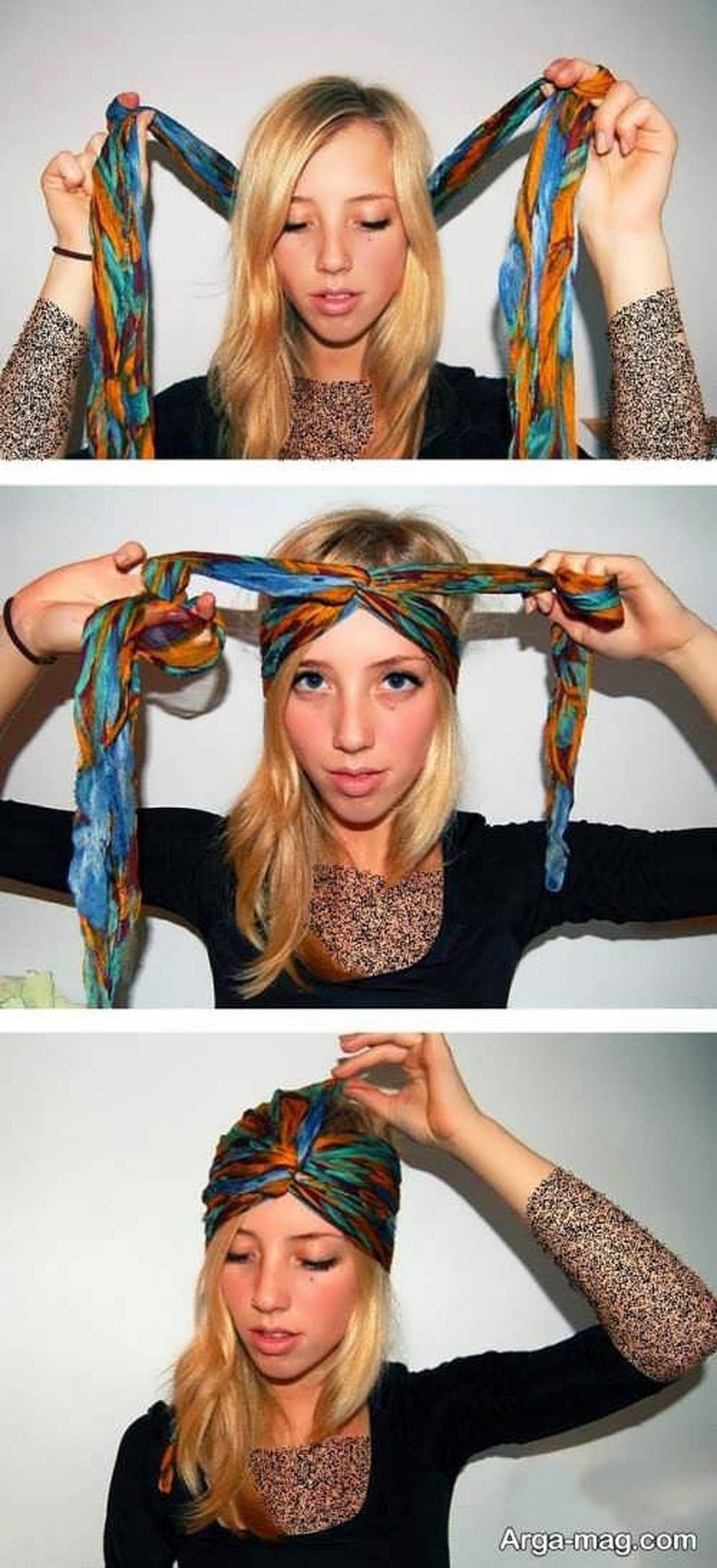 نحوه بستن دستمال سر با انواع روش های متنوع و جذاب