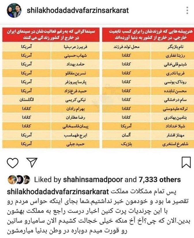 واکنش‌ها به لیست گاف‌دار بازیگران دوتابعیتی