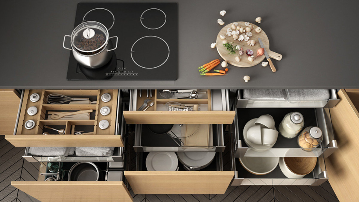 بهترین چیدمان وسایل داخل کابینت مناسب (آشپزخانه کوچک)